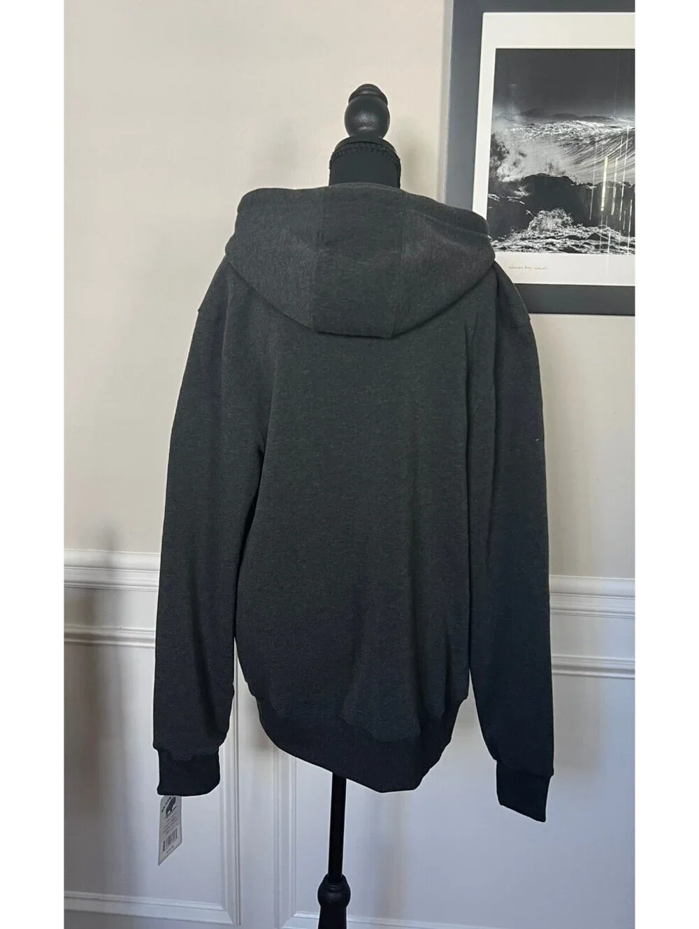 Black Bison Men's Zip Up Hoodie - Heather Gray Size L